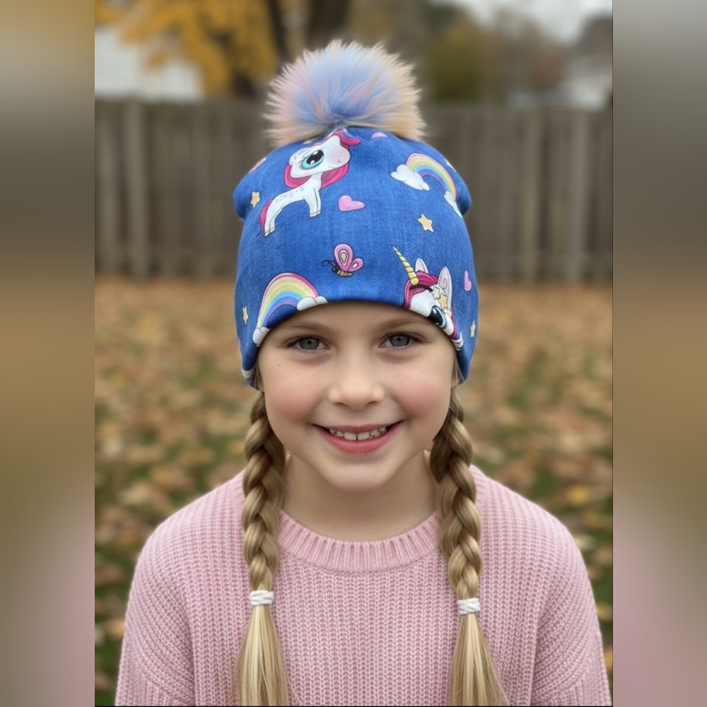 Unicorn Kids Hat with Pom Pom